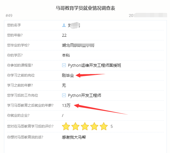 【学员喜讯-859期】Python面授班学员，大学刚毕业收获年薪13W，恭喜赢在起跑线！